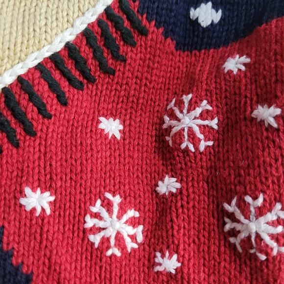 Liz Claiborne Christmas Sweater Blue Vintage Dog Scottie Snow Holiday Festive XL - Picture 9 of 14